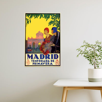 Madrid Spring Season | Vintage Spanish Travel Poster with Flowers
