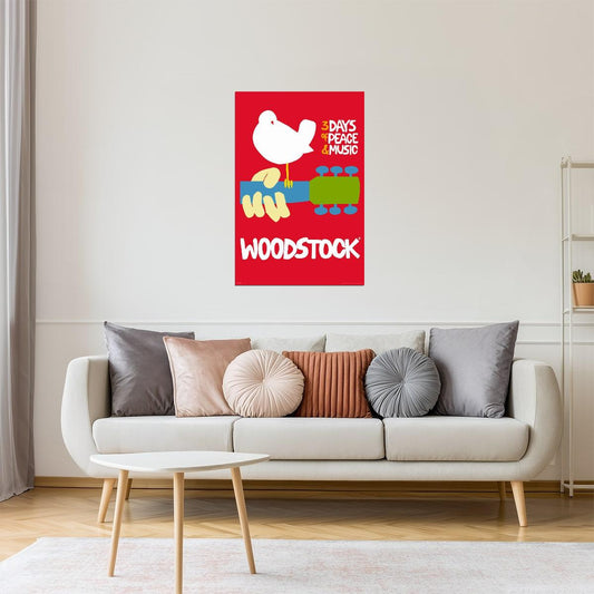 Woodstock 1969 Poster | Vintage Concert Print | Psychedelic Rock Wall Art