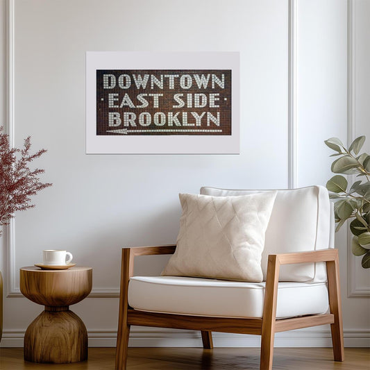 East Side Brooklyn Subway Sign | NYC Mosaic Typography Photo | Urban Wall Art Poster - Type & Quotes Poster