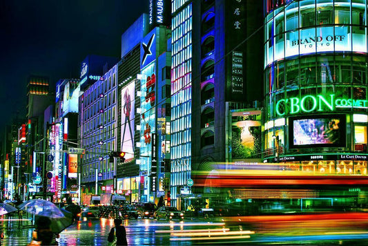 Ginza District in the Rain | Street Photography Print | Tokyo Japan Wall Poster