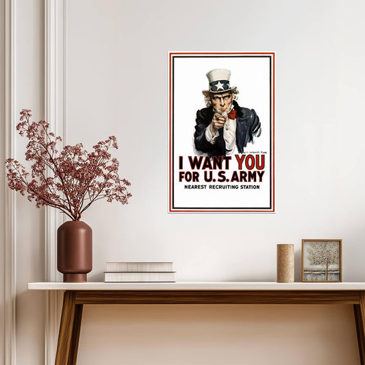 Uncle Sam "I Want You" | Vintage Propaganda Poster | WPA Army Recruiting Art