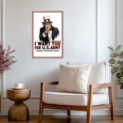 Uncle Sam "I Want You" | Vintage Propaganda Poster | WPA Army Recruiting Art