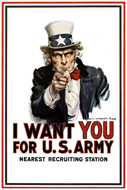 Uncle Sam "I Want You" | Vintage Propaganda Poster | WPA Army Recruiting Art