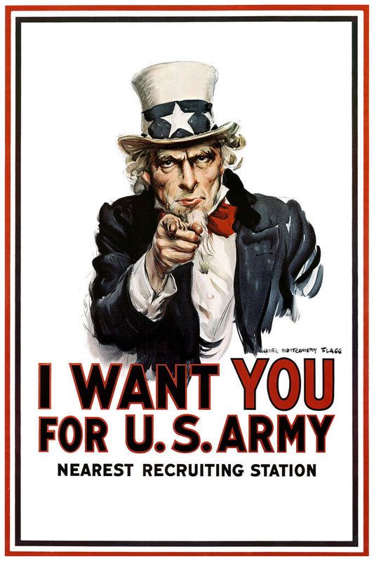 Uncle Sam "I Want You" | Vintage Propaganda Poster | WPA Army Recruiting Art