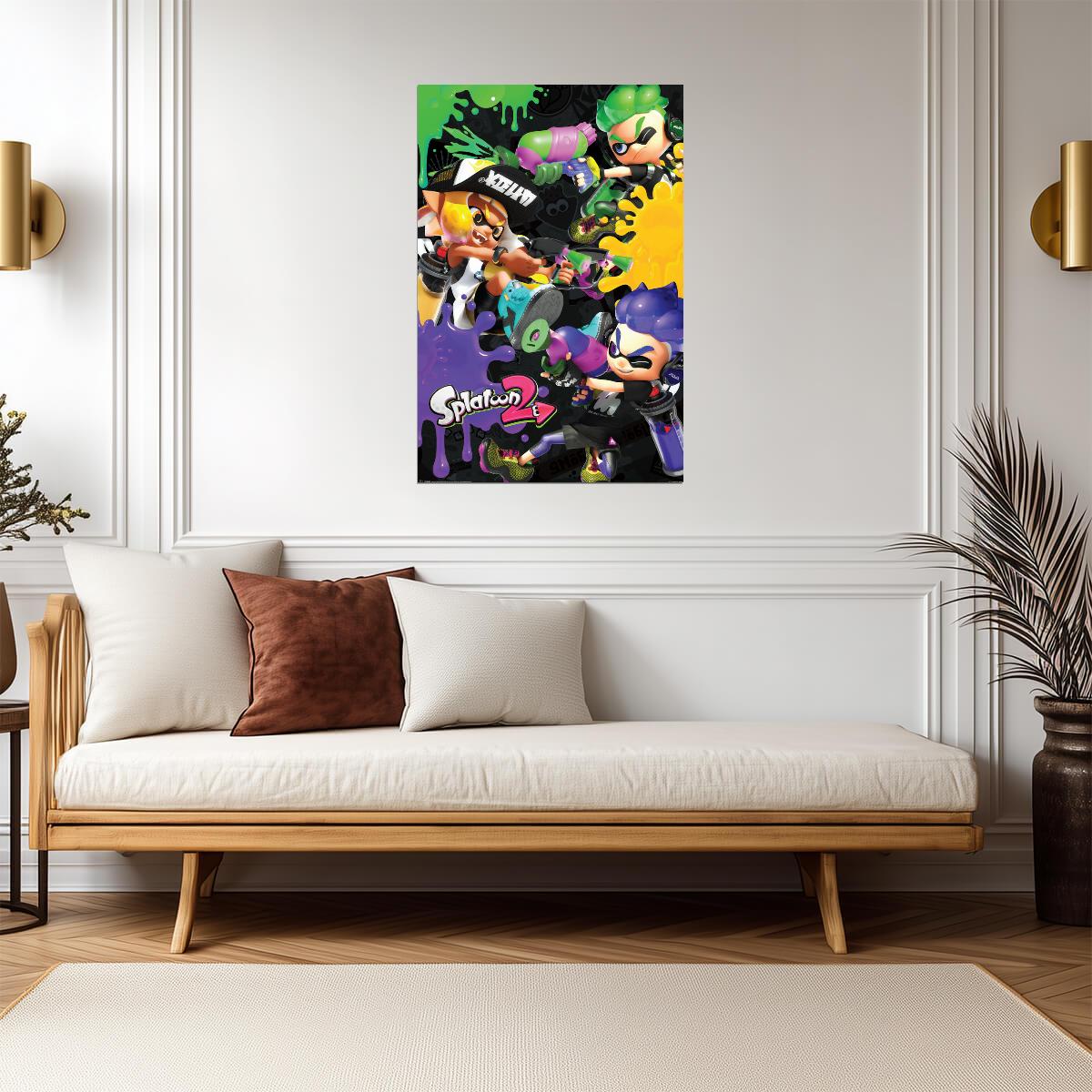 Splatoon 2 | Inkling 3-Way Battle | Nintendo Video Game Poster - Video Games Poster