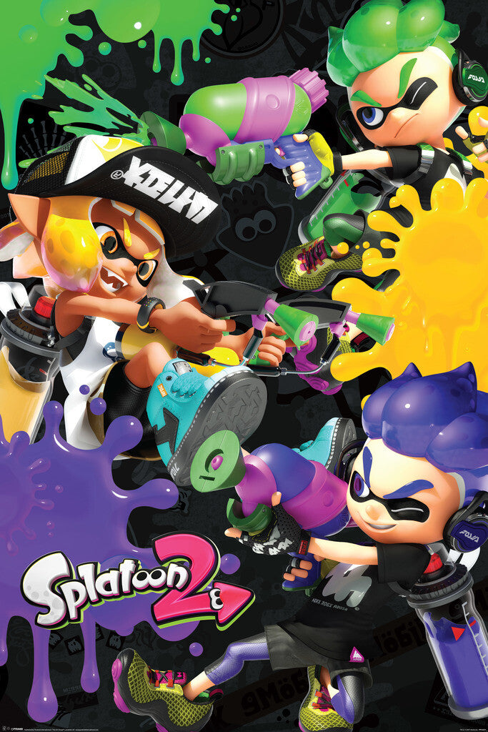 Splatoon 2 | Inkling 3-Way Battle | Nintendo Video Game Poster - Video Games Poster