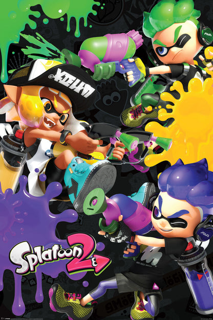 Splatoon 2 | Inkling 3-Way Battle | Nintendo Video Game Poster - Video Games Poster