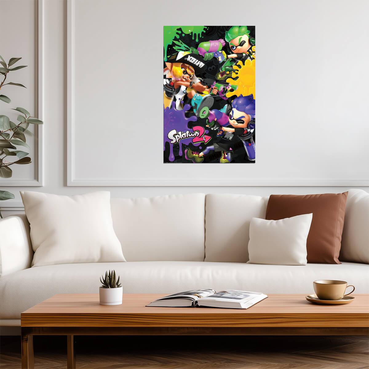Splatoon 2 | Inkling 3-Way Battle | Nintendo Video Game Poster - Video Games Poster