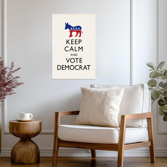 "Keep Calm and Vote Democratic" | Political Campaign Poster | Activism Wall Art - Type & Quotes Poster