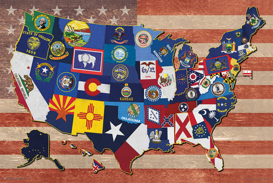 State Flag Map | United States Map with All 50 State Flags Poster