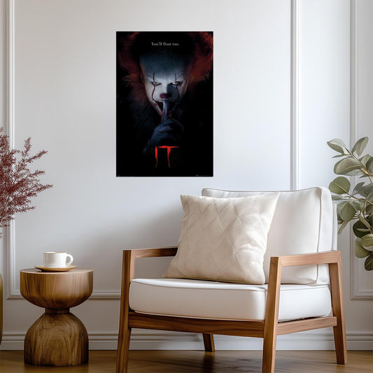 It | Pennywise "You'll Float Too" Quote | Stephen King Horror Movie Poster - Movies & TV Poster