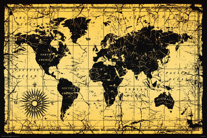 World Map | Antique Style Vintage World Map Poster