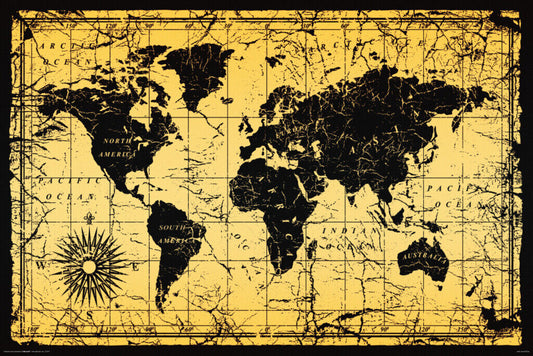 World Map | Antique Style Vintage World Map Poster