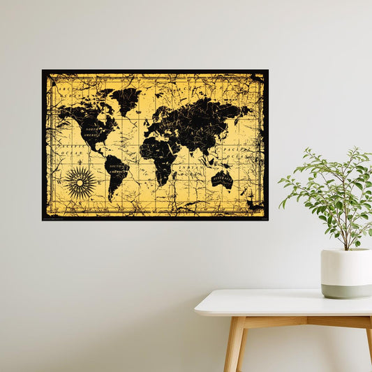 World Map | Antique Style Vintage World Map Poster