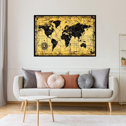 World Map | Antique Style Vintage World Map Poster