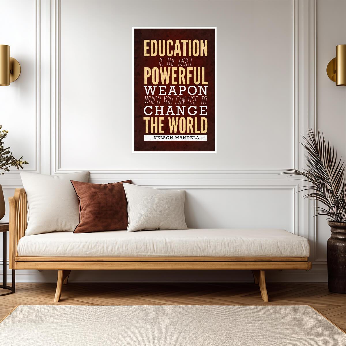 Nelson Mandela Education is the Most Powerful Weapon | Inspirational Quote Poster | Activist Wall Art - Type & Quotes Poster