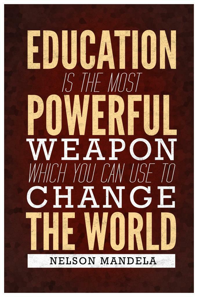 Nelson Mandela Education is the Most Powerful Weapon | Inspirational Quote Poster | Activist Wall Art - Type & Quotes Poster