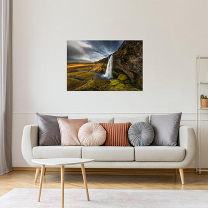 Seljalandsfoss Waterfall Poster | Iceland Landscape Photography | Nature Wall Art
