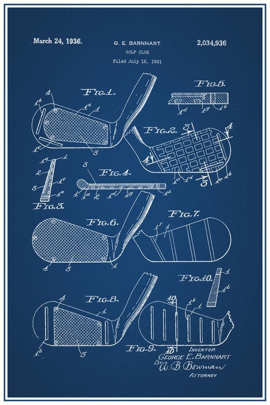 Golf Club Patent Print | 1931 Blueprint Poster | Vintage Sports Wall Art - Vintage & Retro Poster