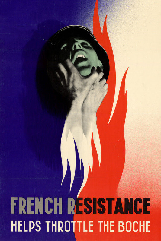 "French Resistance Helps Throttle The Boche" | WWII Propaganda Poster | Vintage War Art - Vintage & Retro Poster