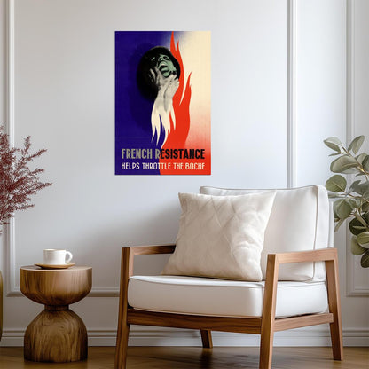 "French Resistance Helps Throttle The Boche" | WWII Propaganda Poster | Vintage War Art - Vintage & Retro Poster