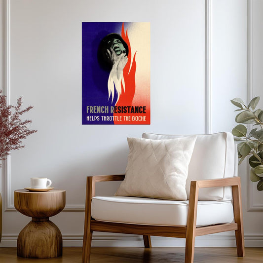 "French Resistance Helps Throttle The Boche" | WWII Propaganda Poster | Vintage War Art - Vintage & Retro Poster