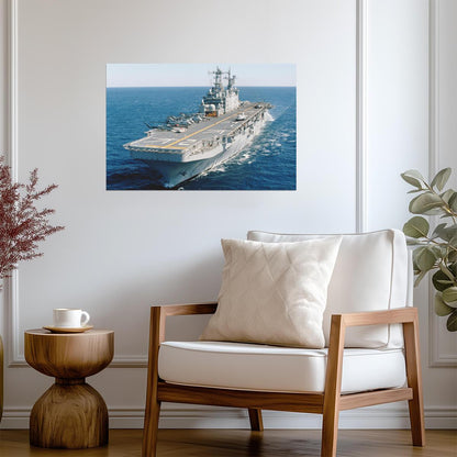 USS Saipan at Sea in the Atlantic Ocean | Naval Photography Poster | Military Wall Art - Photography Poster