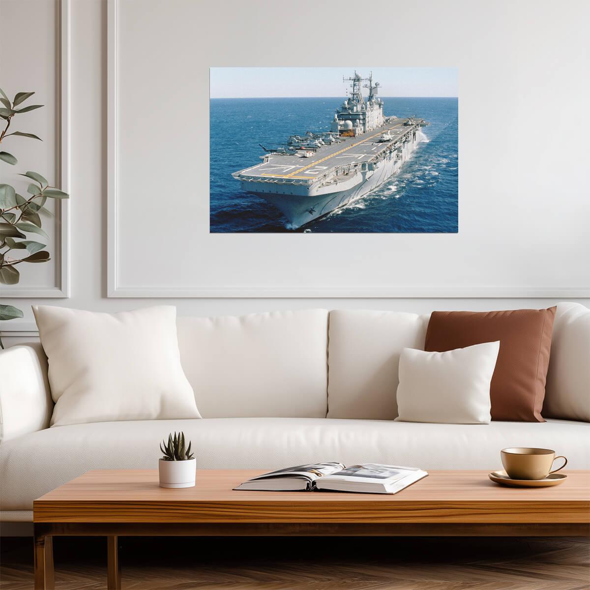USS Saipan at Sea in the Atlantic Ocean | Naval Photography Poster | Military Wall Art - Photography Poster