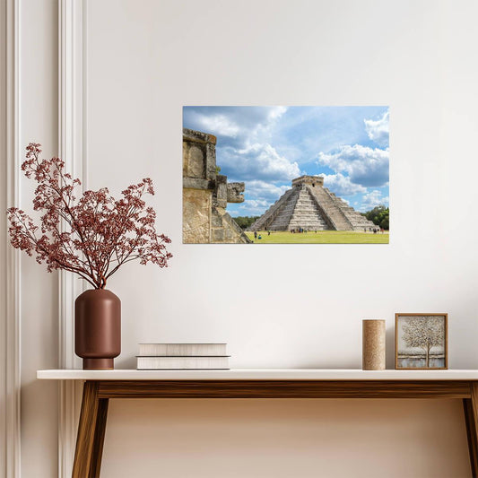 El Castillo Mayan Temple at Chichen Itza | Mexico Architecture Photography | Historical Landmark Poster - Photography Poster