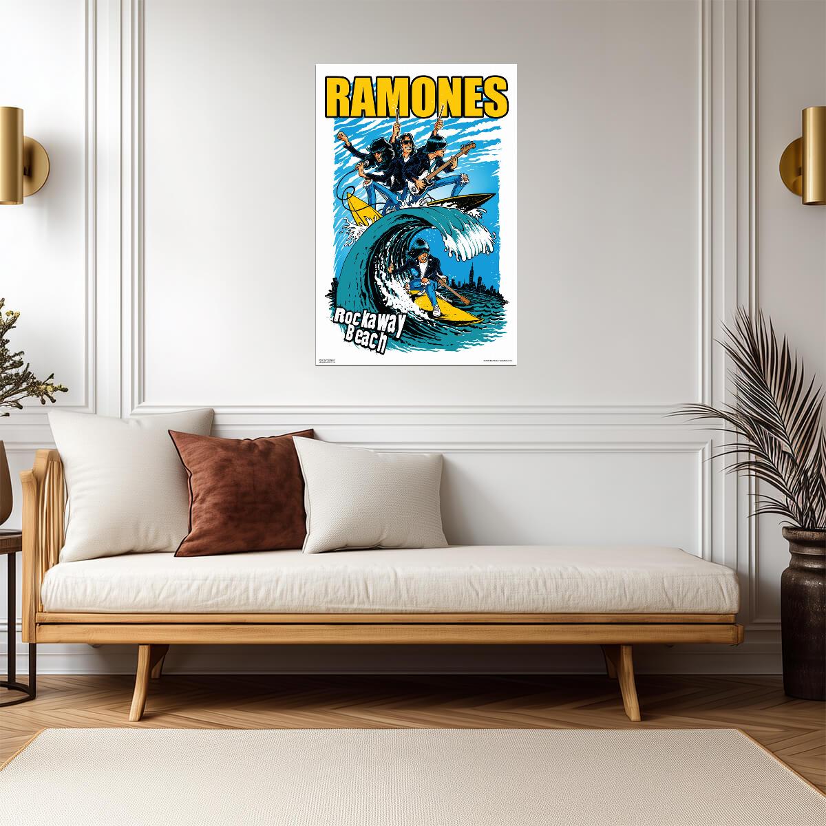 The Ramones Rockaway Beach | Cartoon Style Music Poster | Vintage Punk Rock Art - Music Poster