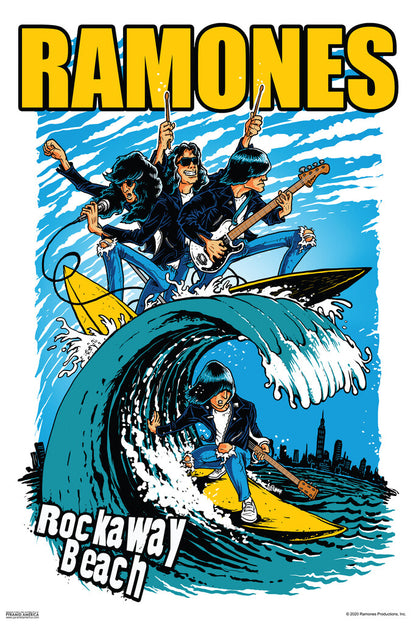 The Ramones Rockaway Beach | Cartoon Style Music Poster | Vintage Punk Rock Art - Music Poster