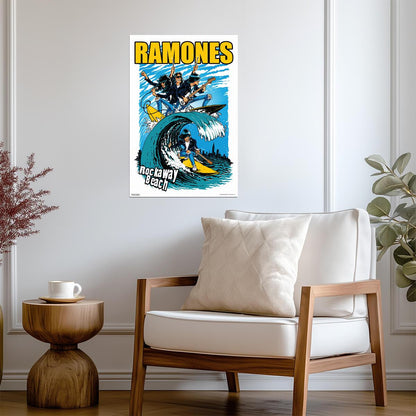 The Ramones Rockaway Beach | Cartoon Style Music Poster | Vintage Punk Rock Art - Music Poster