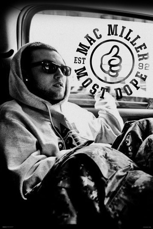Mac Miller Poster | Hip Hop Wall Art | Black and White Music Print