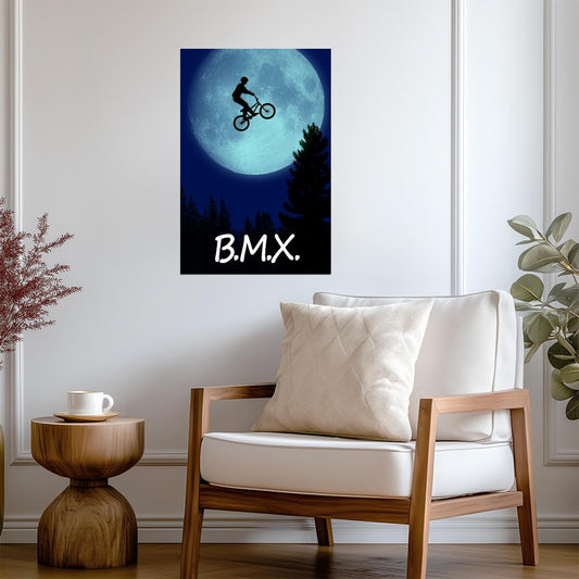 BMX The Extra-Terrestrial | E.T. Movie Poster Parody | Funny Sci-Fi Art - Graphic & Art Poster