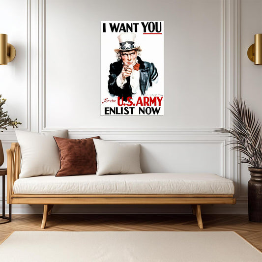 Uncle Sam Army Enlistment | Vintage Propaganda Poster | WWII War Effort Art