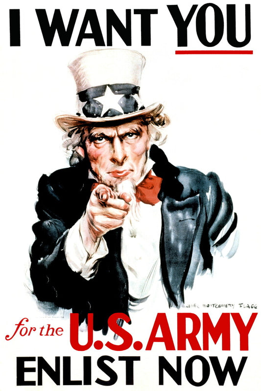 Uncle Sam Army Enlistment | Vintage Propaganda Poster | WWII War Effort Art