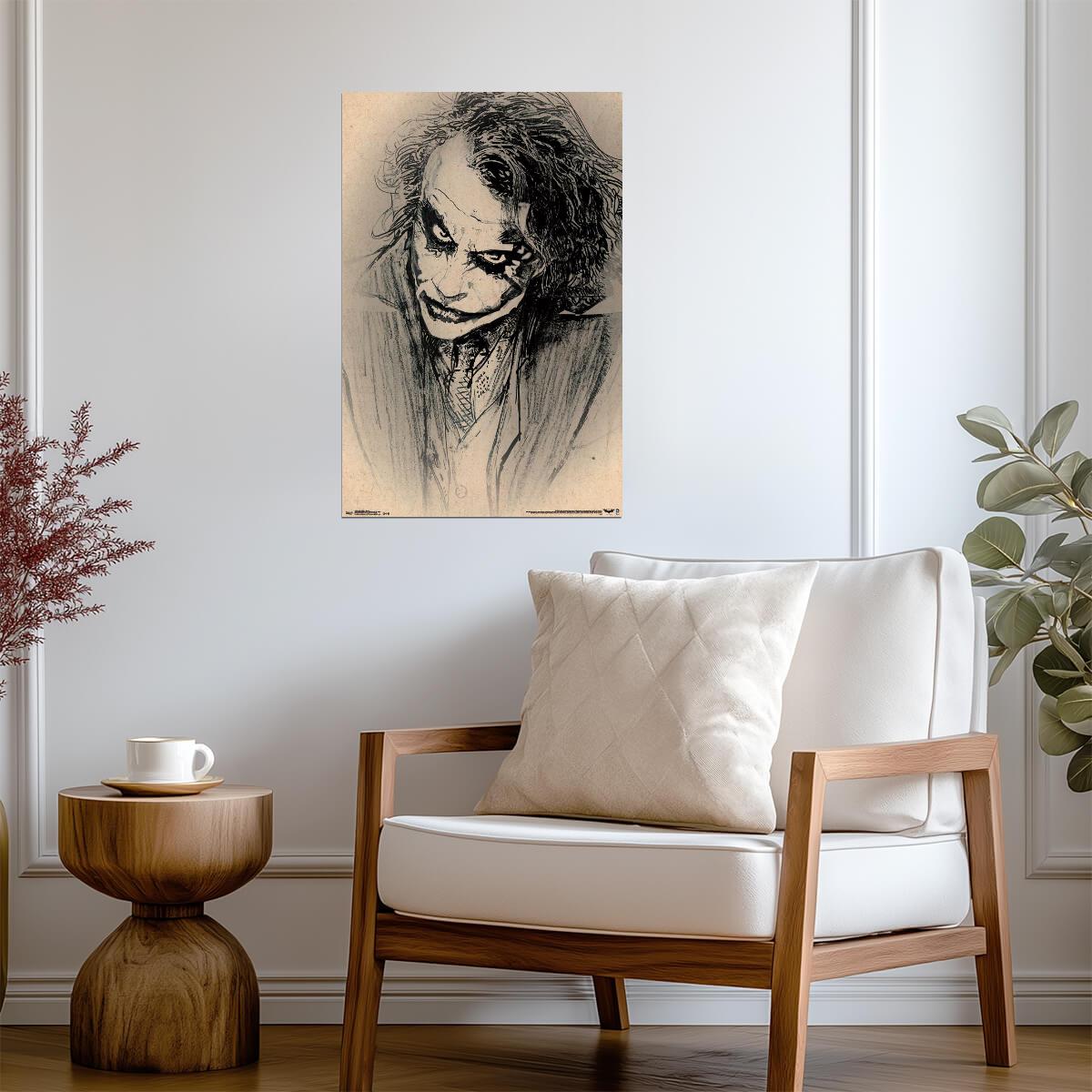The Dark Knight | The Joker Sketch Art | Heath Ledger Villain Poster - Movies & TV Poster