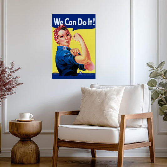"We Can Do It!" | Rosie the Riveter Poster | WWII Feminist Propaganda Art - Vintage & Retro Poster