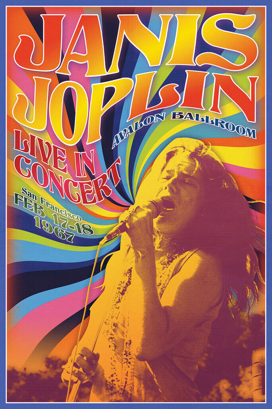 Janis Joplin Concert Poster | Psychedelic Rock Art | Vintage 60s Music Print