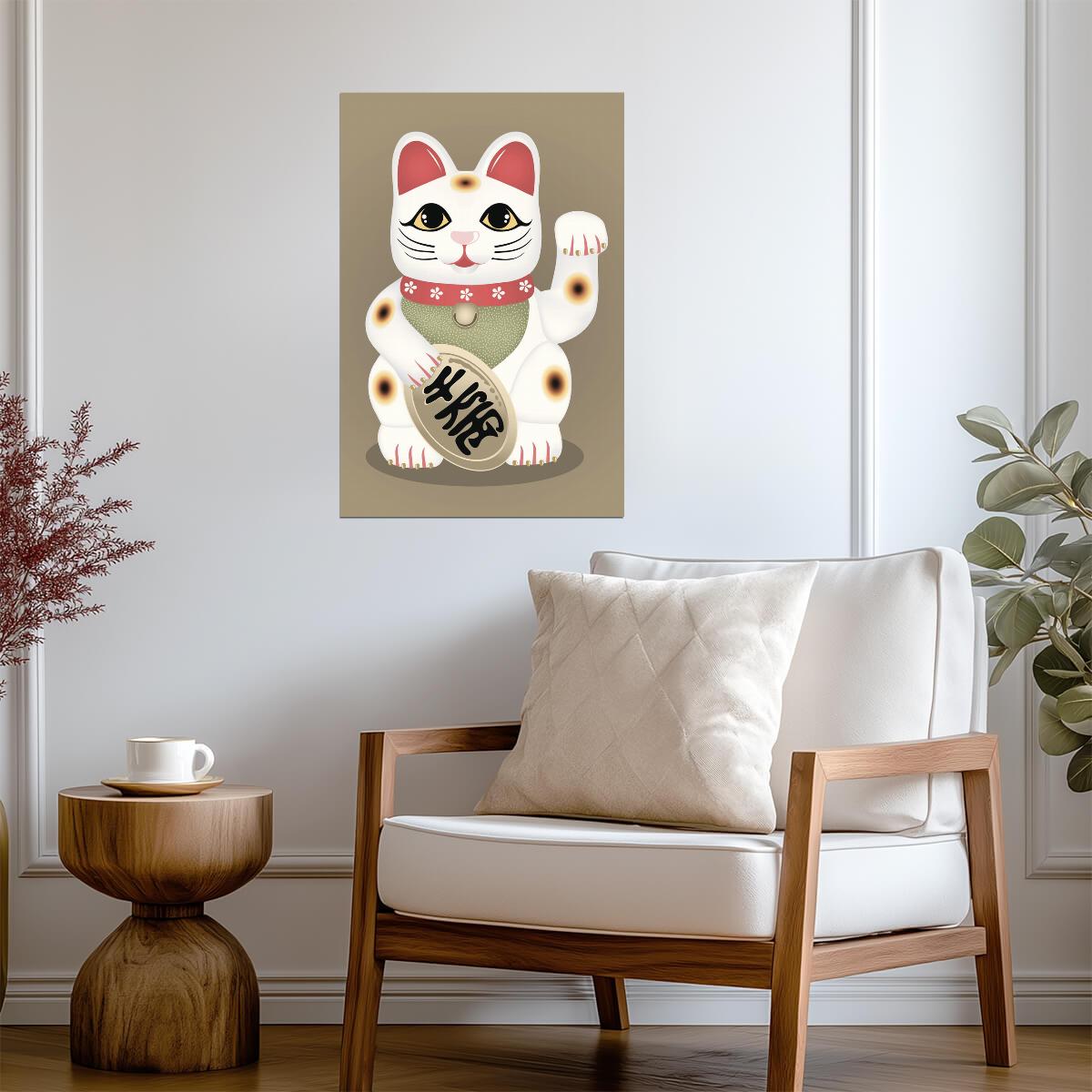 Japanese Lucky Cat Maneki-neko | Inspirational Graphic Art Poster - Graphic & Art Poster