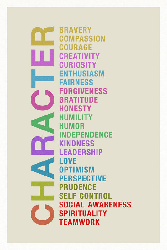 Character | Bravery, Compassion, Courage and Creativity Motivational Poster