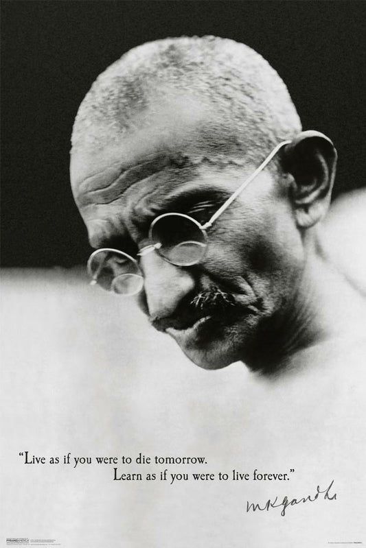 Live as If You Were to Die Tomorrow | Gandhi Motivational Quote Poster