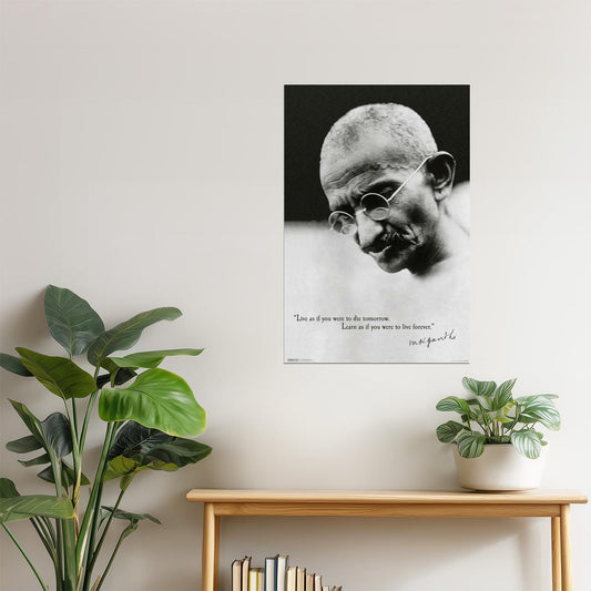 Live as If You Were to Die Tomorrow | Gandhi Motivational Quote Poster