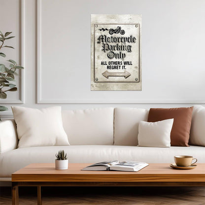 "Motorcycle Parking Only" | Funny Biker Sign | Garage or Man Cave Poster - Type & Quotes Poster