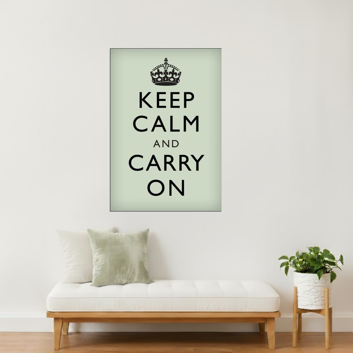 Keep Calm and Carry On | Classic Motivational Poster (Mint)