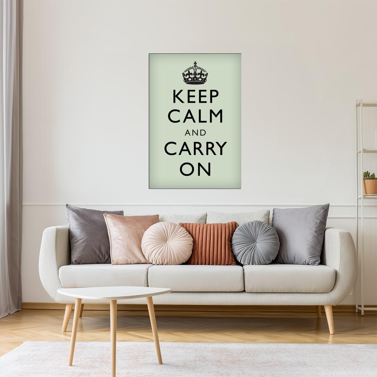 Keep Calm and Carry On | Classic Motivational Poster (Mint)