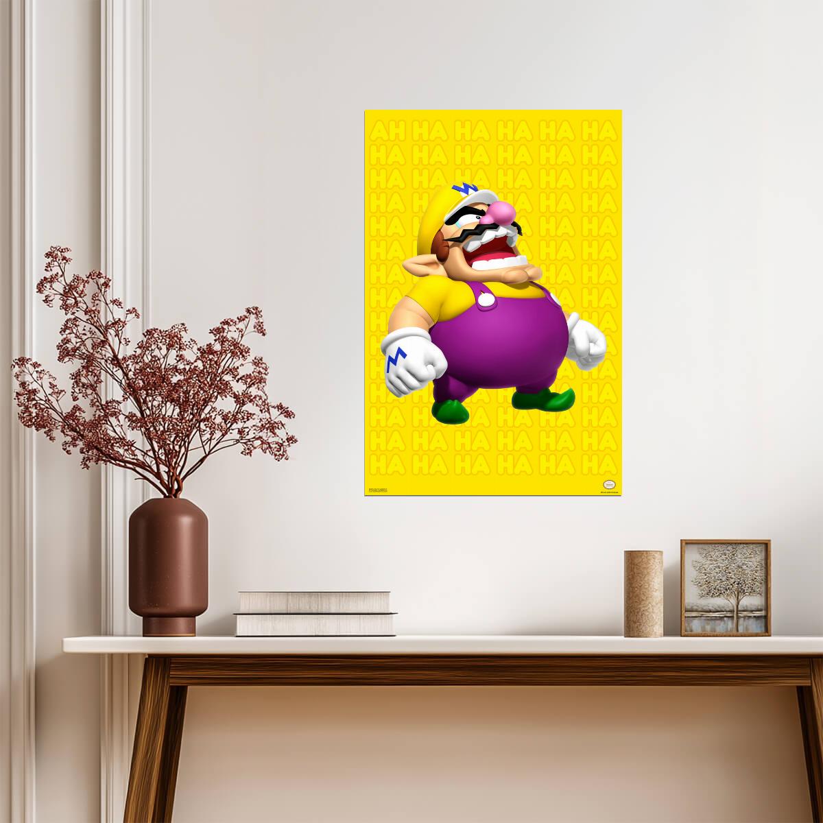 Super Mario Wario Laughing | Nintendo Character Poster | Retro Gaming Wall Art - Video Games Poster