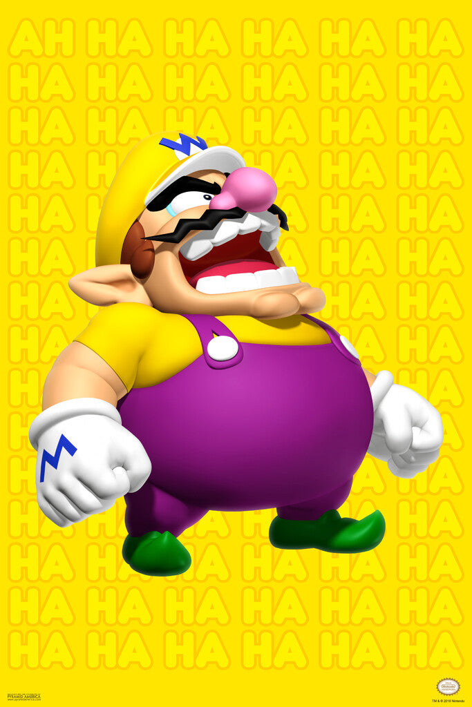 Super Mario Wario Laughing | Nintendo Character Poster | Retro Gaming Wall Art - Video Games Poster