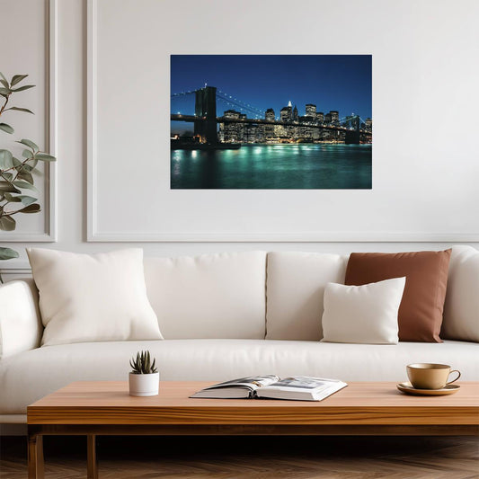 The Brooklyn Bridge at Dusk | New York City Photography | Cityscape Wall Art Poster - Photography Poster