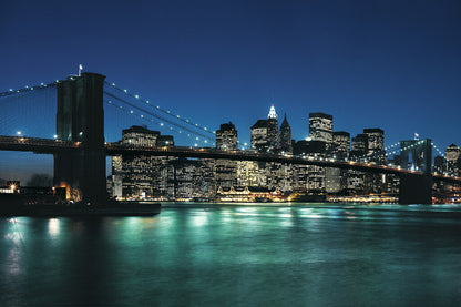 The Brooklyn Bridge at Dusk | New York City Photography | Cityscape Wall Art Poster - Photography Poster